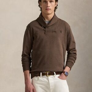 Men's Cocoa Large Luxury‎ Jersey Shawl-Collar Pullover, Great Condition